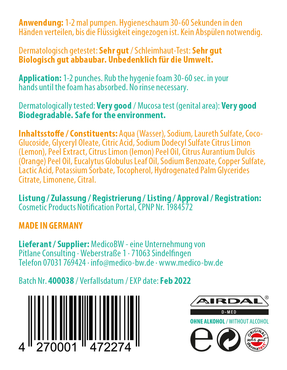150ml Hygiene Schaum Foamer