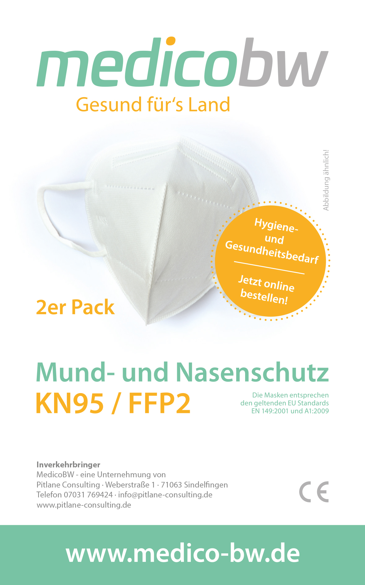 FFP2 / KN95 Mundschutzmaske - 2er Packung